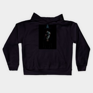 Special processing. Dark side. Monster. Very lovely girl. Like in dark tale. Gray, red and blue. Kids Hoodie